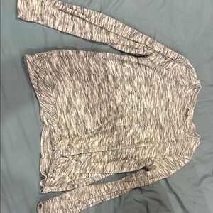 LOFT Gray Fitted Long Sleeve Hoodie